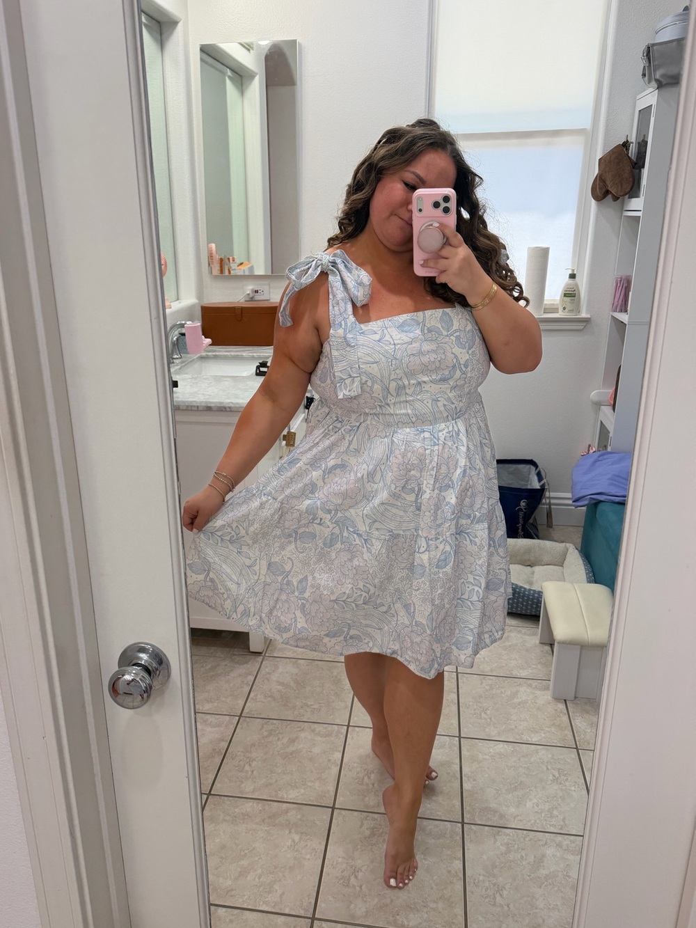NEW Kathleen Maeve Blue Floral Printed Mini Dress